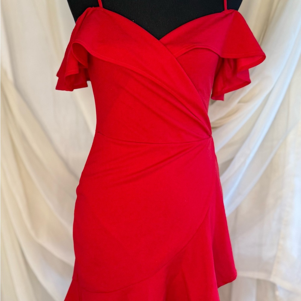 Elegant Red Ruffle Dress